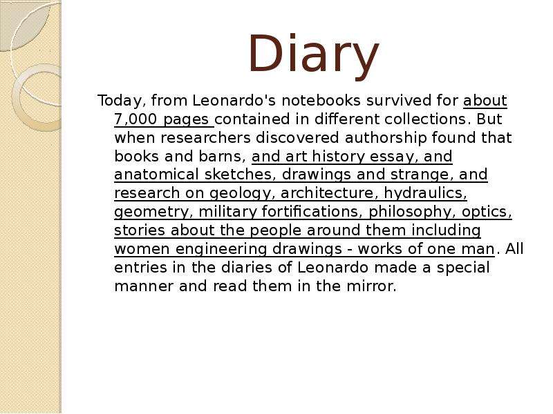 Diary Today, from Leonardo s