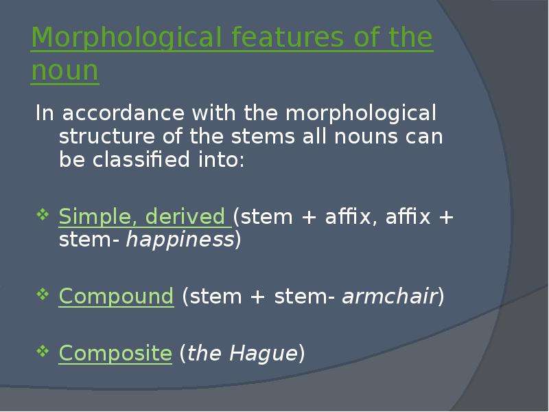 Morphological features of the