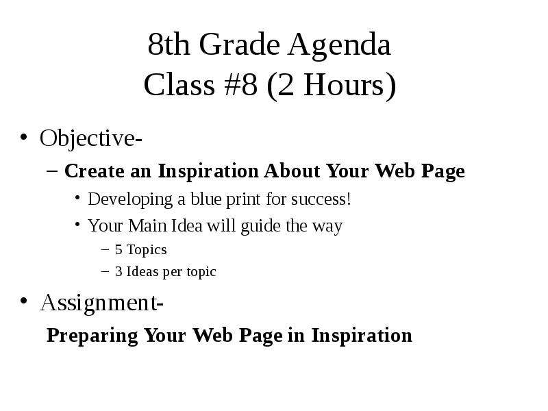th Grade Agenda Class Hours