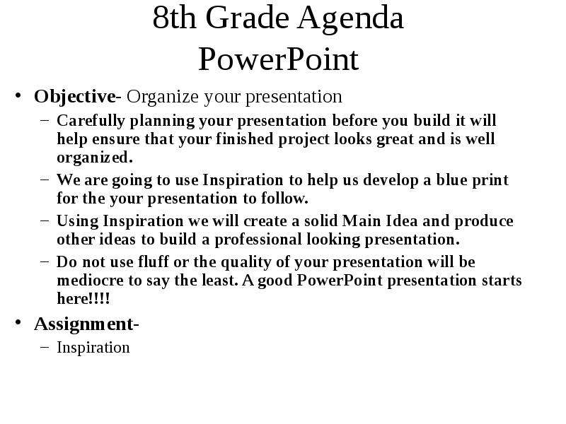 th Grade Agenda PowerPoint