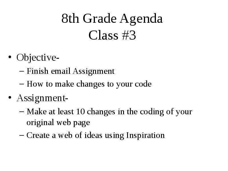 th Grade Agenda Class