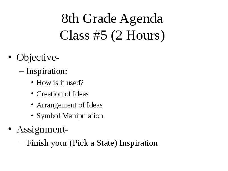 th Grade Agenda Class Hours
