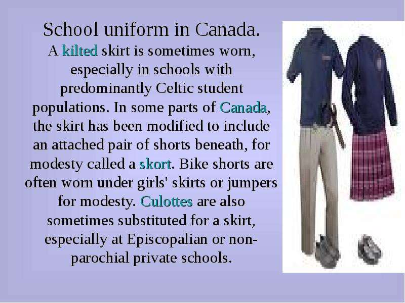 School uniform in Canada. A