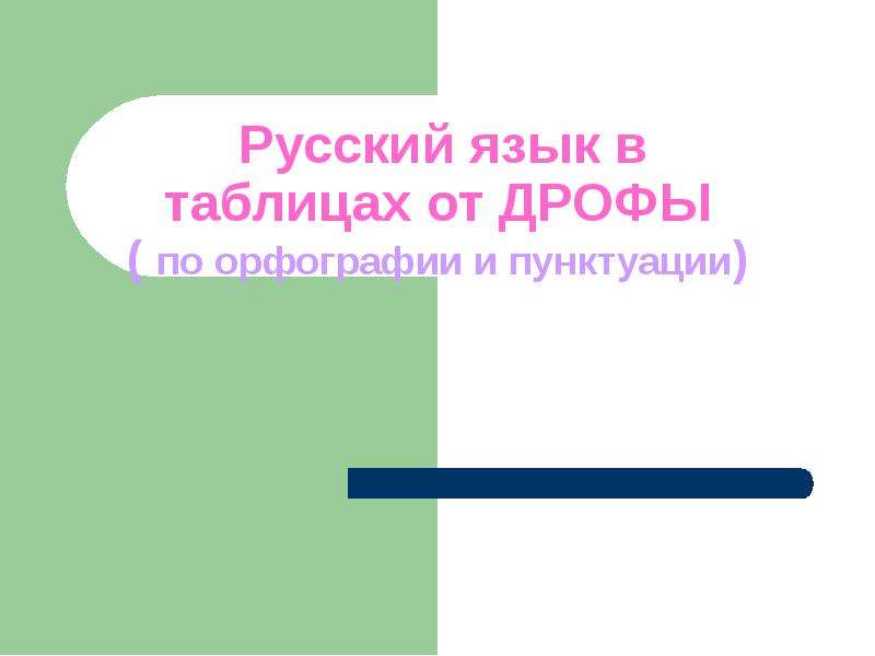 Презентация Русский язык в таблицах от ДРОФЫ - презентация для начальной школы