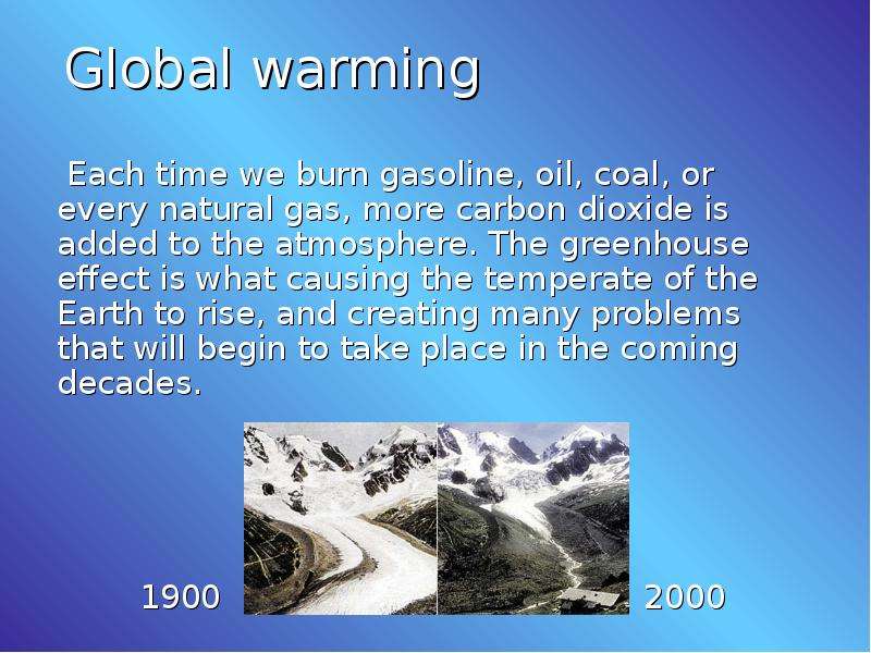 Global warming Each time we