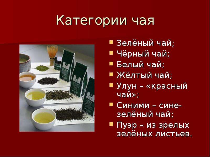 Категории чая Зелёный чай