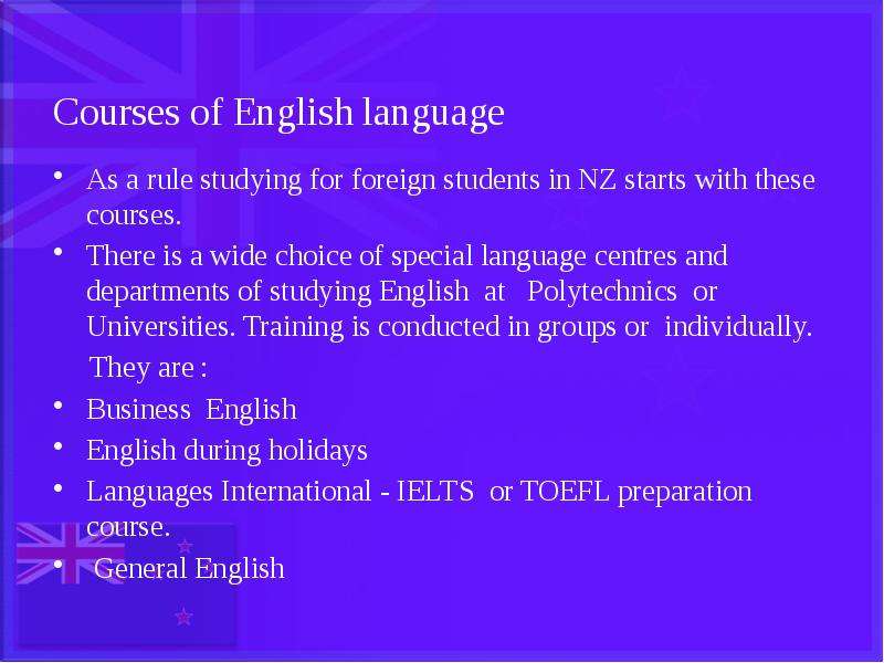 Courses of English language