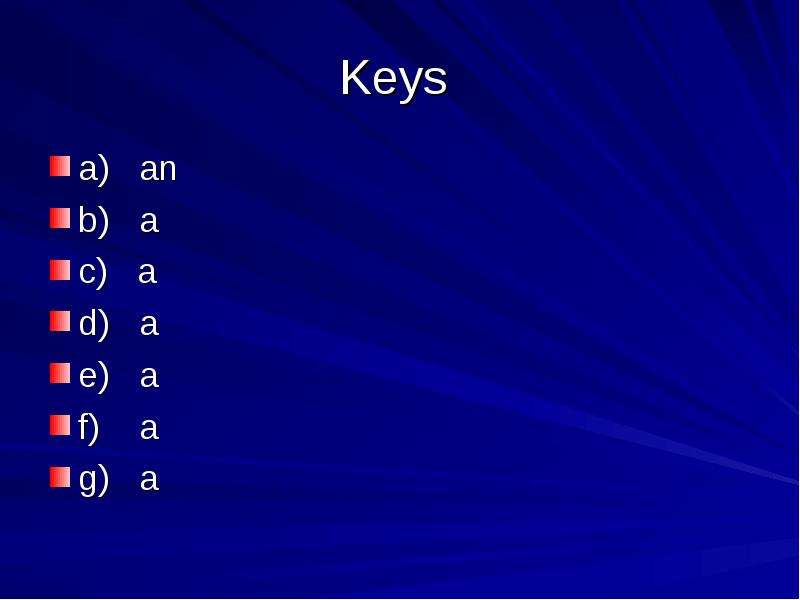Keys a an b a c a d a e a f a