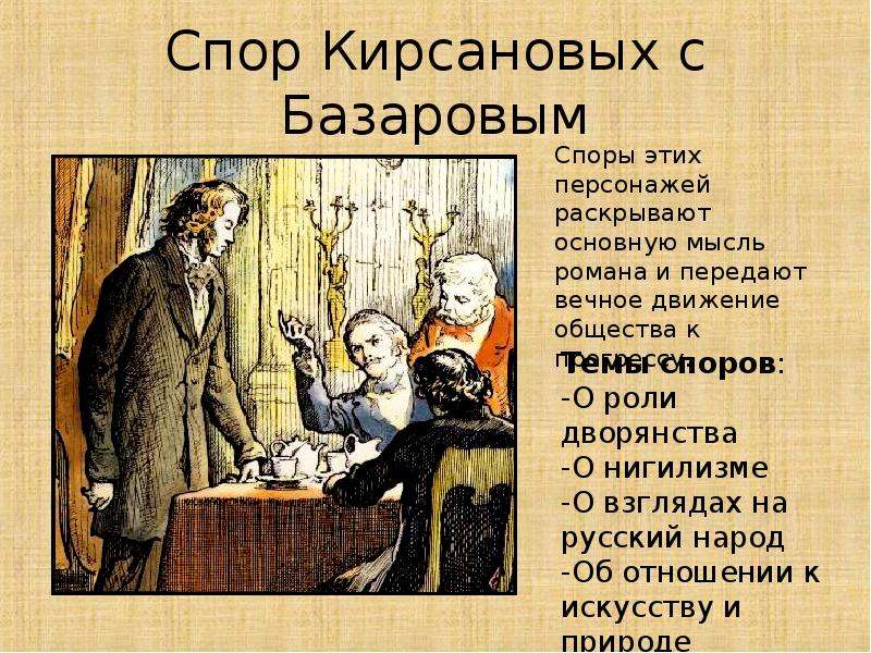 Спор Кирсановых с Базаровым