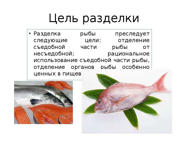 Цель разделки Разделка рыбы