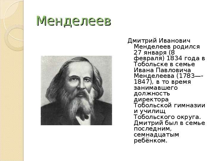 Менделеев Дмитрий Иванович