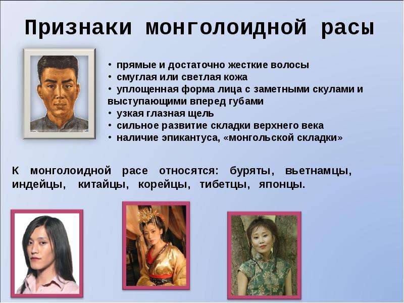 Признаки монголоидной расы