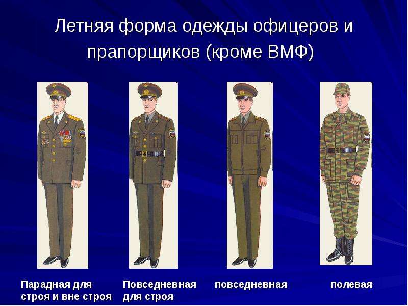 Летняя форма одежды офицеров