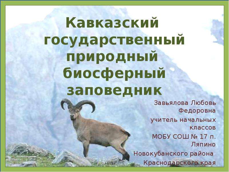 Презентация Кавказский государственный природный биосферный заповедник