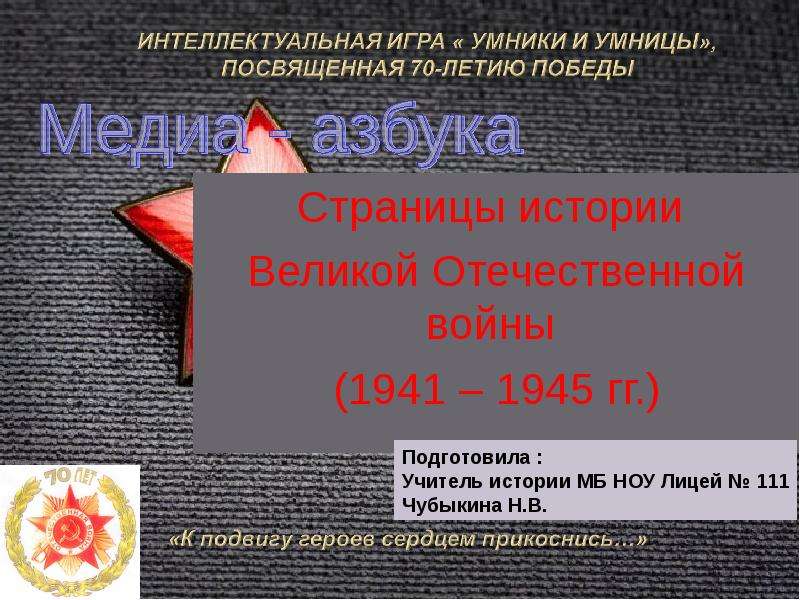Презентация Страницы истории Великой Отечественной войны
