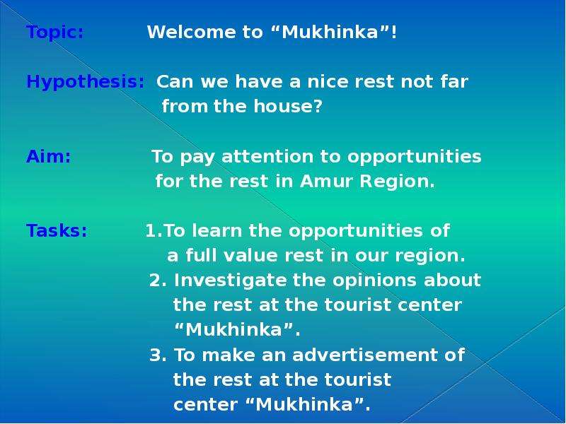 Topic Welcome to Mukhinka !