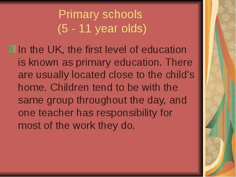 Primary schools - year olds