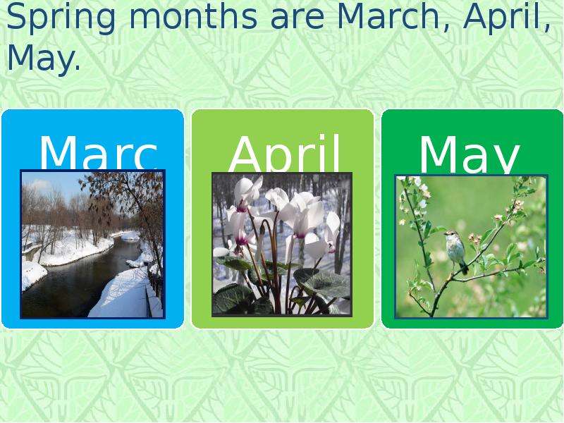 Spring months are March,