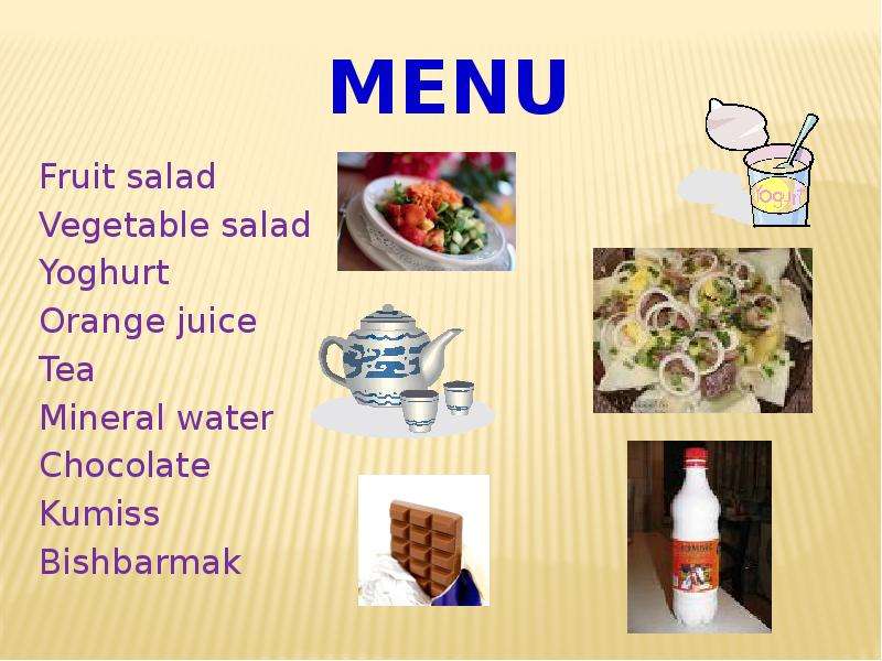 menu Fruit salad Vegetable
