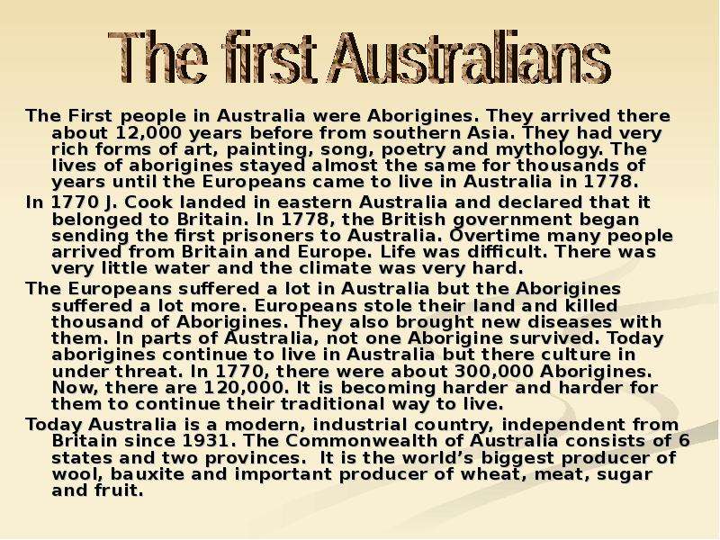 The First people in Australia