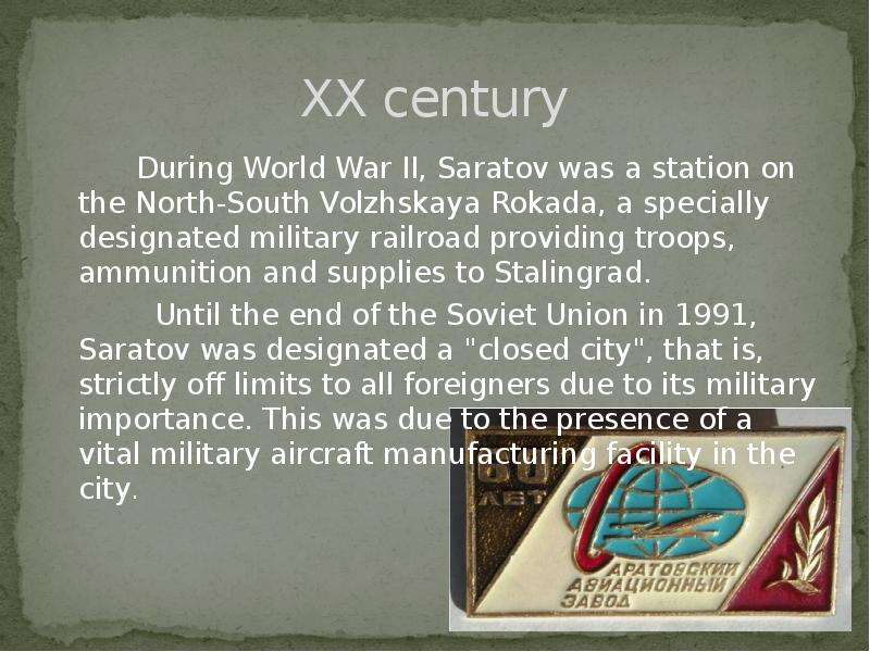 XX century During World War