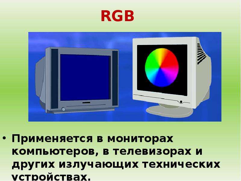 RGB Применяется в мониторах