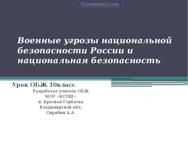 Презентация Скачать презентацию Военные угрозы национальной безопасности России