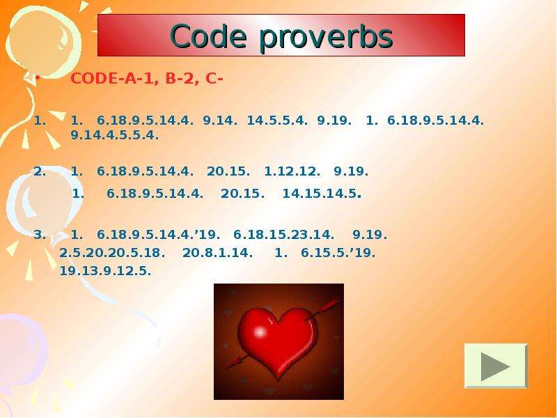 Code proverbs CODE-A- , B- ,