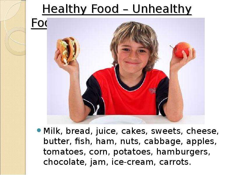Healthy Food Unhealthy Food.