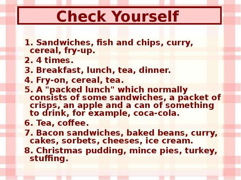 Check Yourself . Sandwiches,
