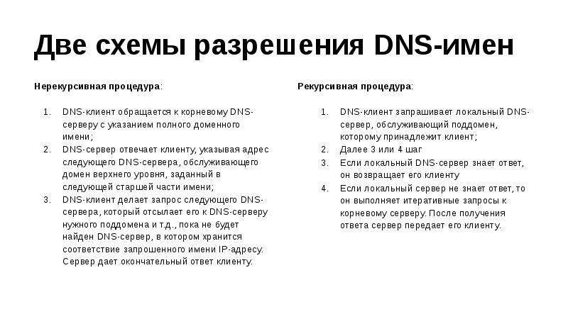 Две схемы разрешения DNS-имен