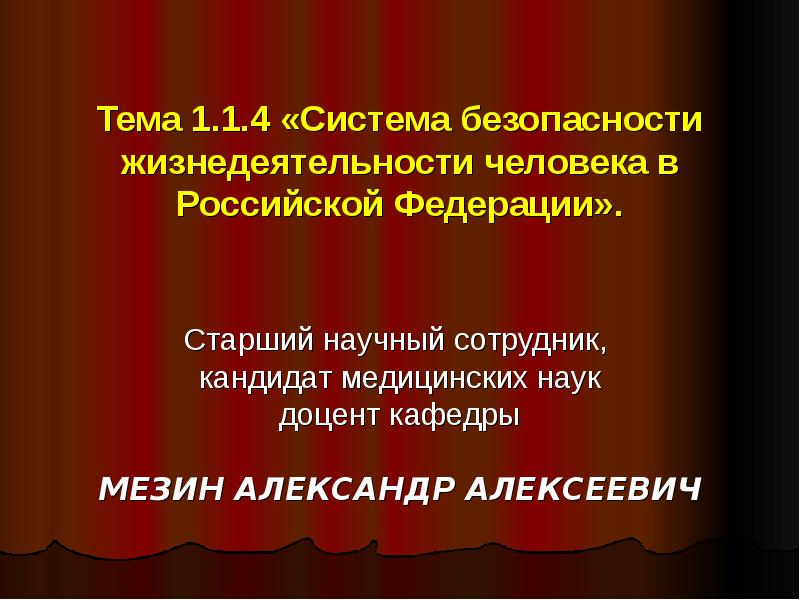 Презентация Основы организации безопасности в Российской Федерации