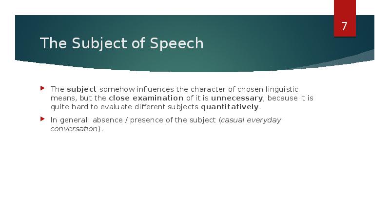 The Subject of Speech The