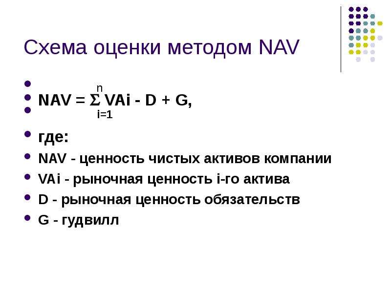 Схема оценки методом NAV n