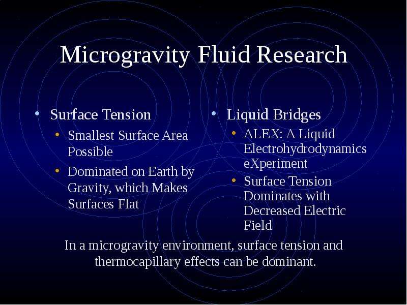 Microgravity Fluid Research