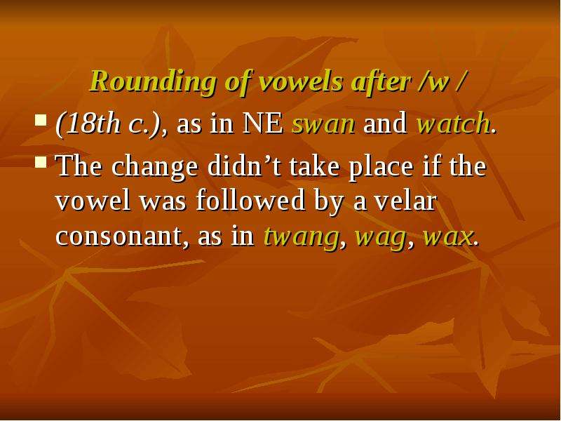 Rounding of vowels after w th