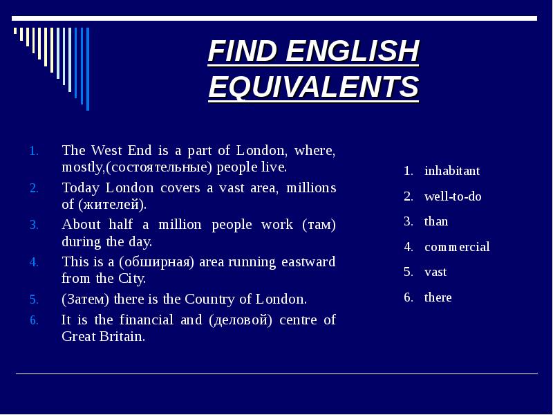 FIND ENGLISH EQUIVALENTS The
