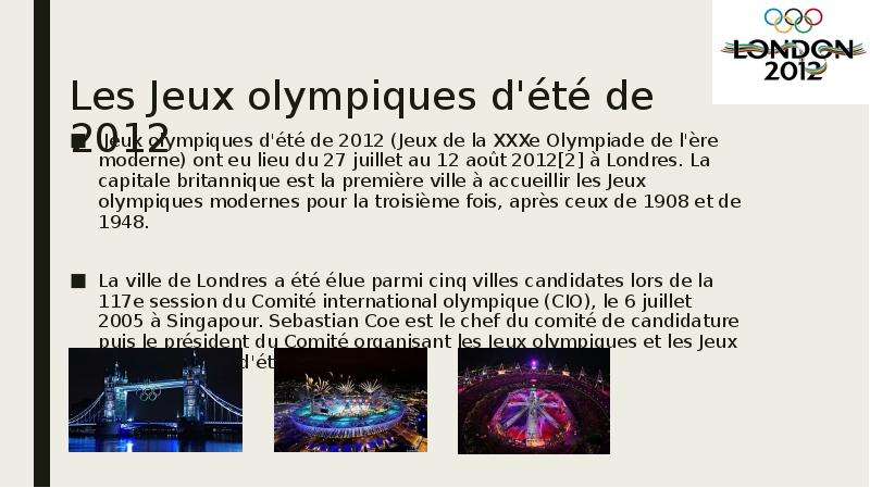 Презентация Les Jeux olympiques d&apos;été de 2012