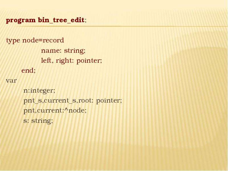 program bin tree edit program