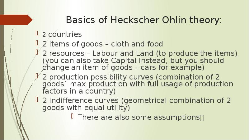 Basics of Heckscher Ohlin