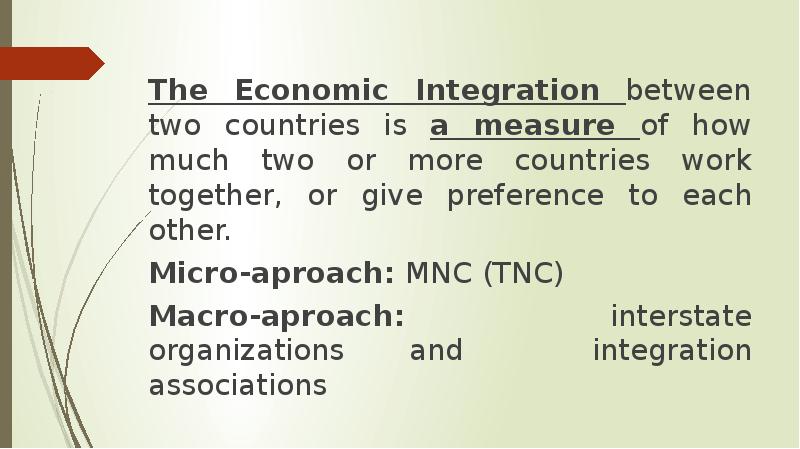 The Economic Integration