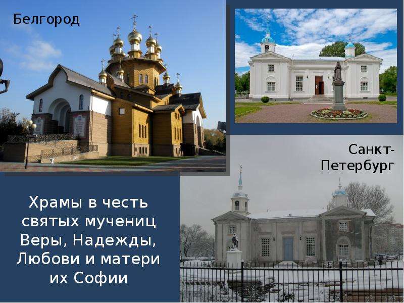 Храмы в честь святых мучениц