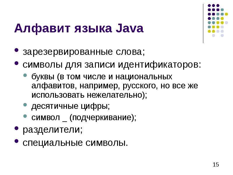 Алфавит языка Java