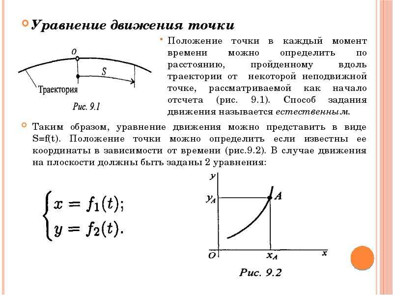 Уравнение движения точки