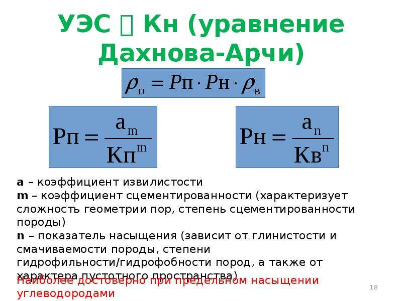 УЭС Кн уравнение Дахнова-Арчи