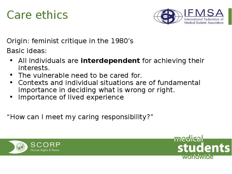Care ethics Origin feminist