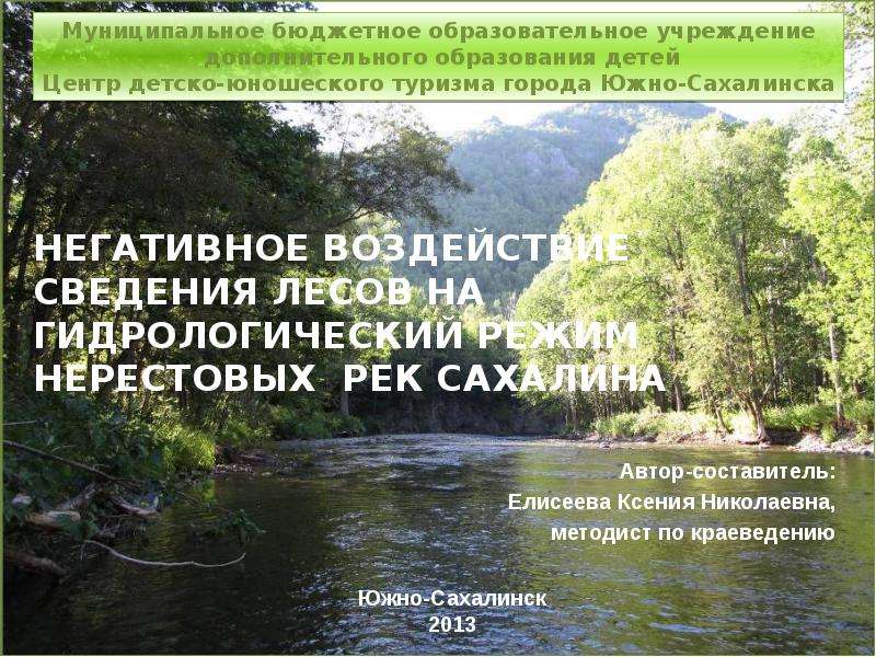 Презентация Негативное воздействие сведения лесов на гидрологический режим нерестовых рек Сахалина
