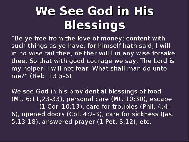 We See God in His Blessings