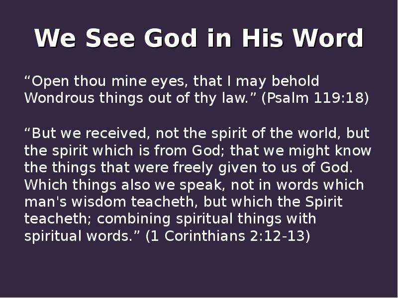 We See God in His Word Open