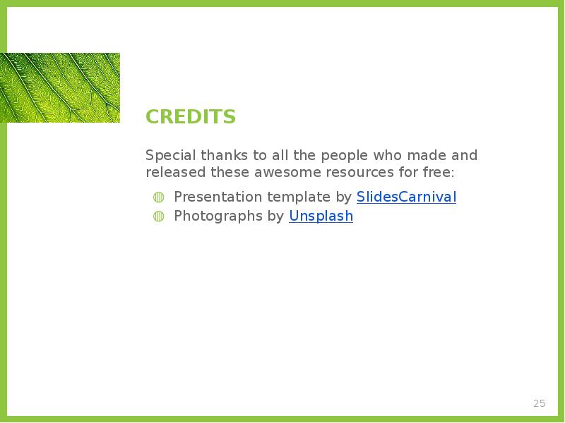CREDITS Special thanks to all